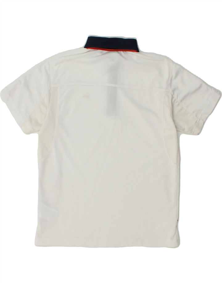 ELLESSE Boys Polo Shirt 9-10 Years White Polyester Vintage Ellesse and Second-Hand Ellesse from Messina Hembry 