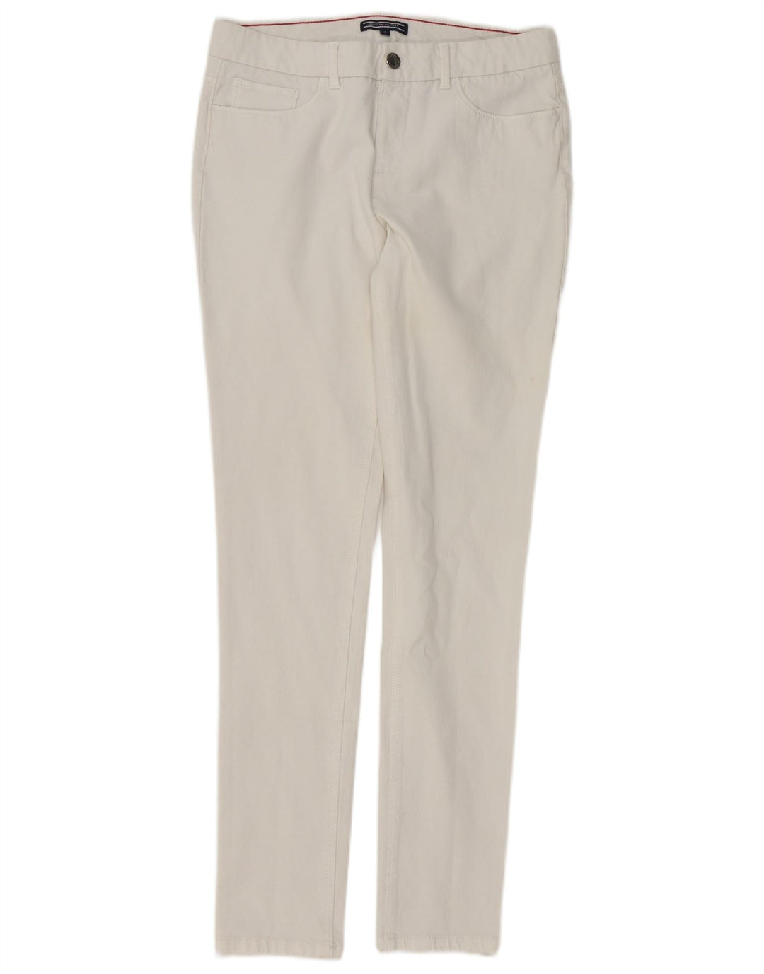 TOMMY HILFIGER Ženske uske traperice US 6 srednje W28 L30 bijeli pamuk