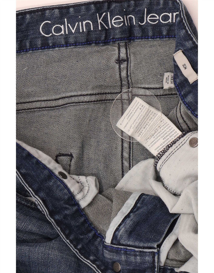 Calvin Klein Muške uske traperice W34 L34 Plavi pamuk