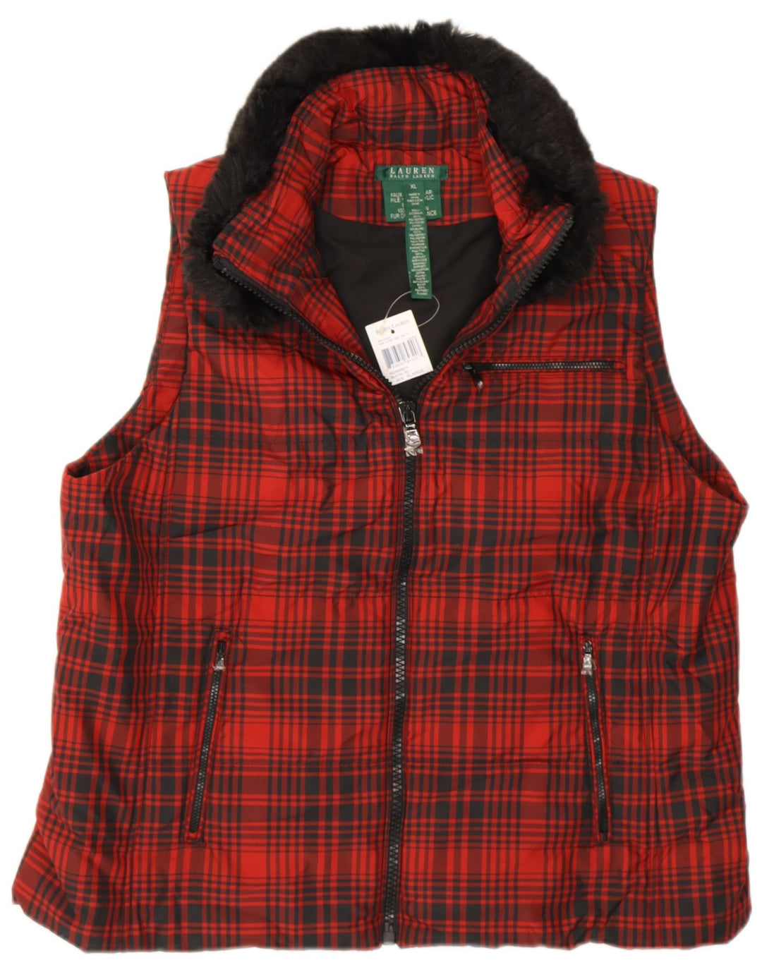 RALPH LAUREN Ženska jakna UK 18 XL Crveni karirani poliester