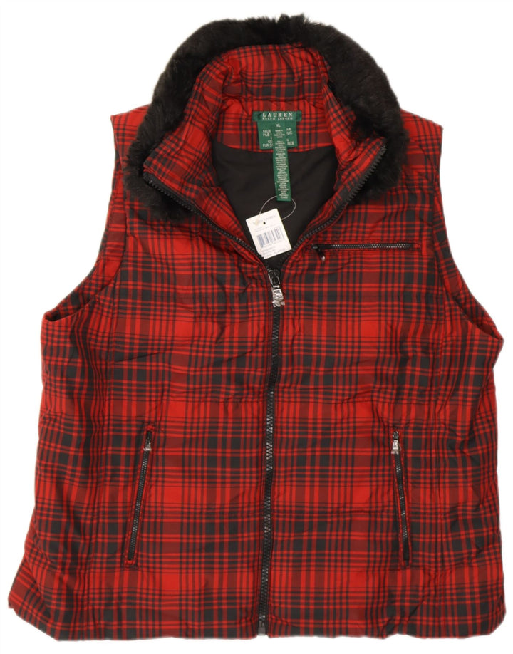 RALPH LAUREN Ženska jakna UK 18 XL Crveni karirani poliester