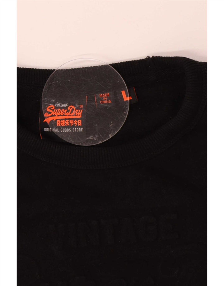 Veliki crni pamučni muški pulover Superdry