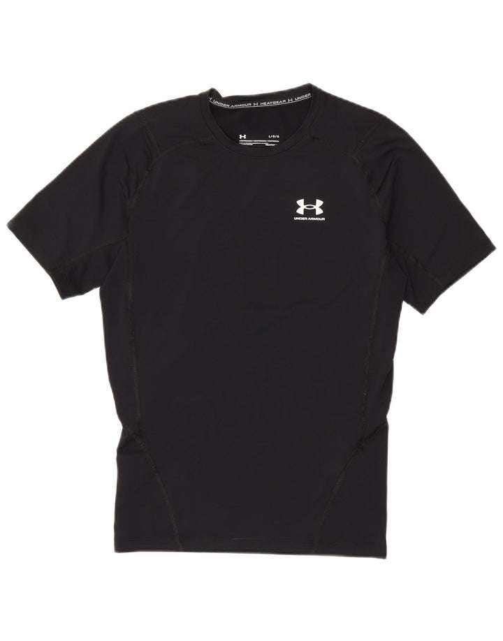 Under Armour Mens Heat Gear T-Shirt Top Large Black Polyester