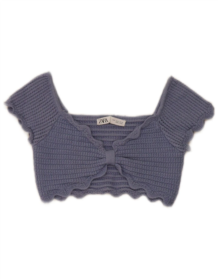 Zara ženski pleteni kratki top UK 8 Small Blue