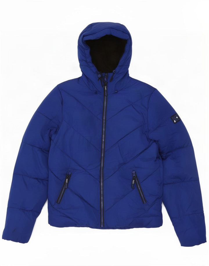 Superdry muška podstavljena jakna s kapuljačom UK 38 srednje plavi poliester