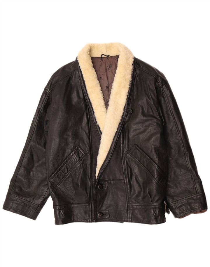 Vintage muška kožna jakna IT 50 srednje crne boje