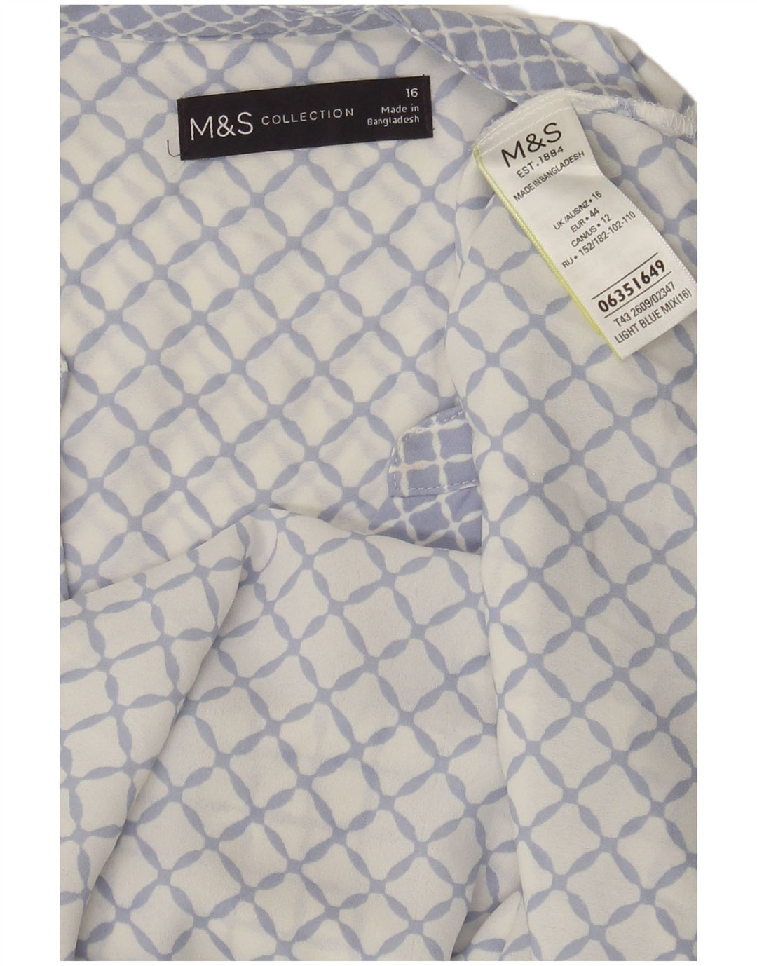 Marks & Spencer ženski gornji dio bluze bez rukava UK 16 Large Blue Geometric
