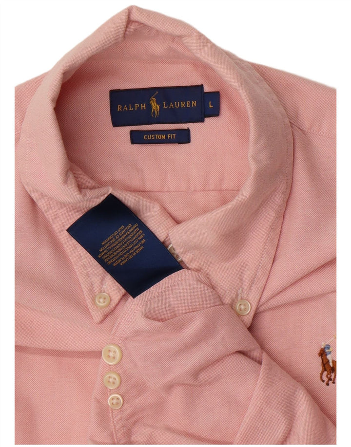 Ralph Lauren muška majica prilagođenog kroja velika ružičasta pamuk