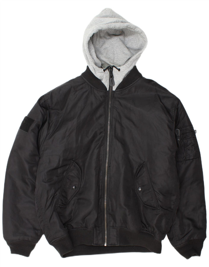 BRANDIT muška bomber jakna s kapuljačom UK 46 3XL crni najlon