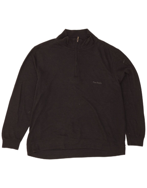 Pierre Cardin muška majica s izrezom s patentnim zatvaračem 4XL crni pamuk