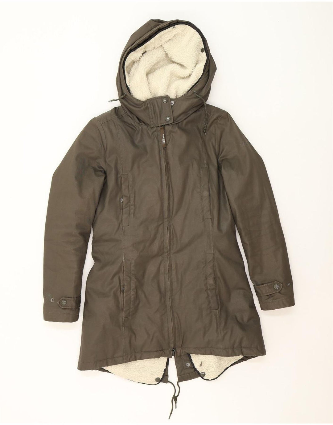 WOOLRICH Womens Oversized Hooded Parka Jacket UK 10 Small Khaki Cotton Vintage Woolrich and Second-Hand Woolrich from Messina Hembry 