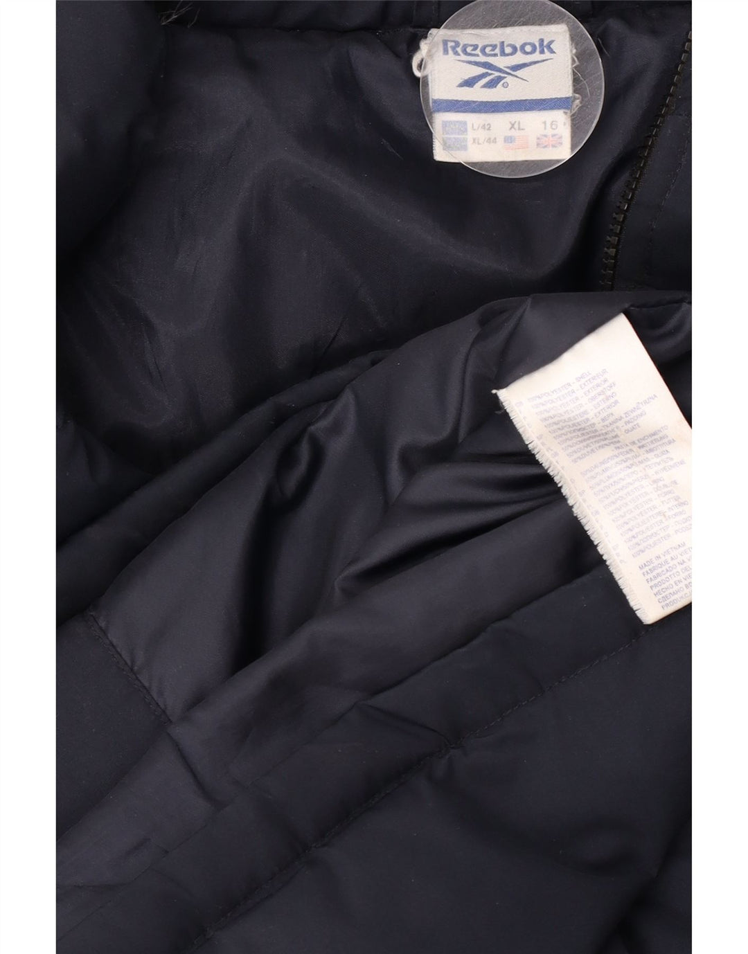 Reebok velika ženska podstavljena jakna UK 16 Large tamnoplavi poliester