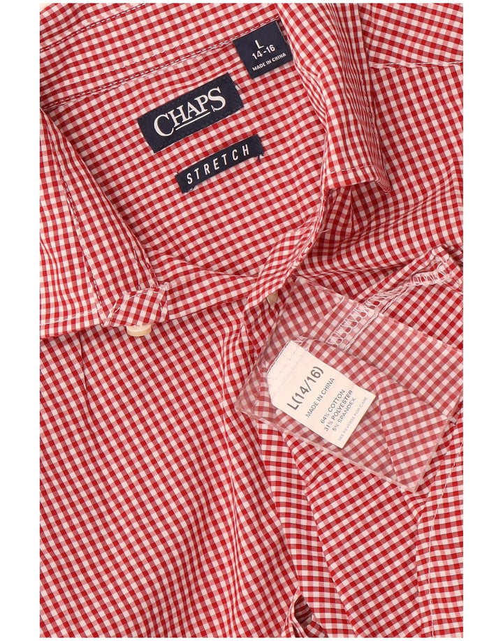 Chaps Boys Stretch Majica 12-13 Years Large Red Gingham Pamuk