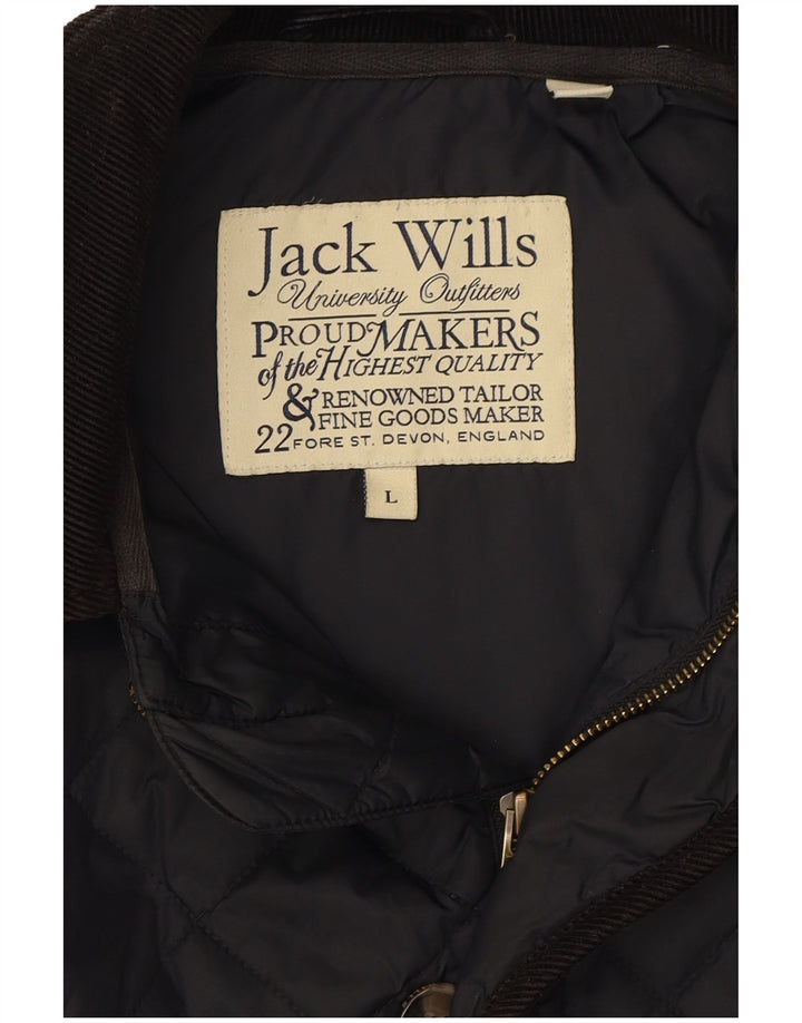 JACK WILLS Mens Quilted Jacket UK 40 Large Black Nylon