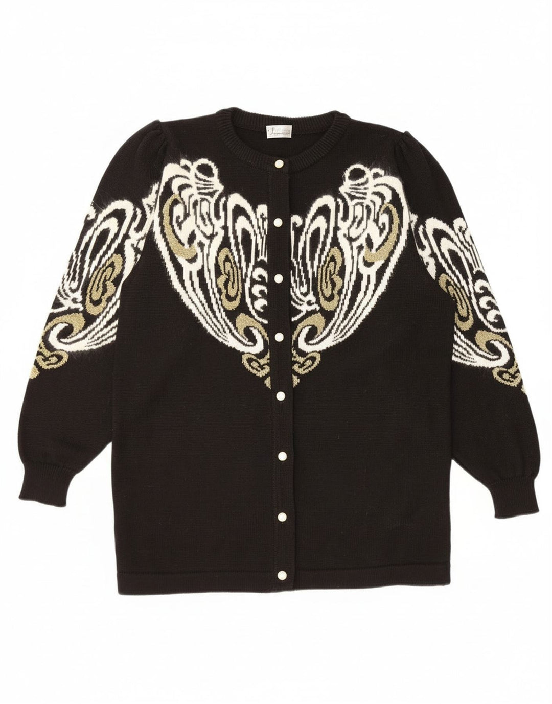 Vintage ženski kardigan džemper EU 38/40 Srednje crni paisley akril