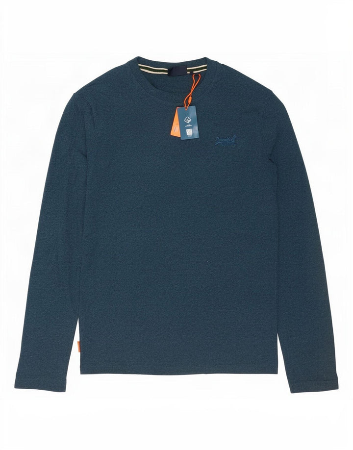 Superdry muška majica dugih rukava srednje plavi pamuk