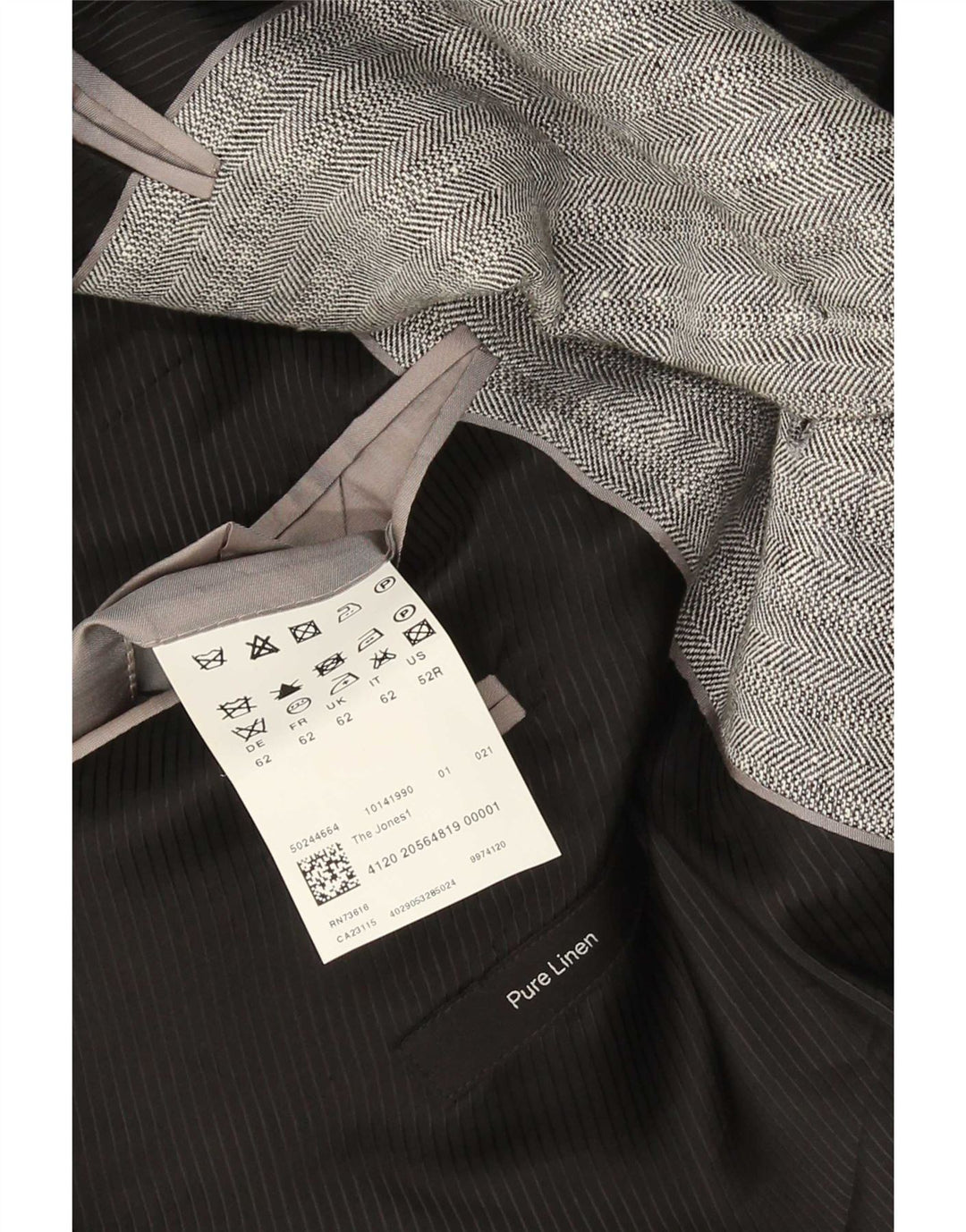 Hugo Boss muška jakna s 2 gumba EU 62 6XL siva lanena
