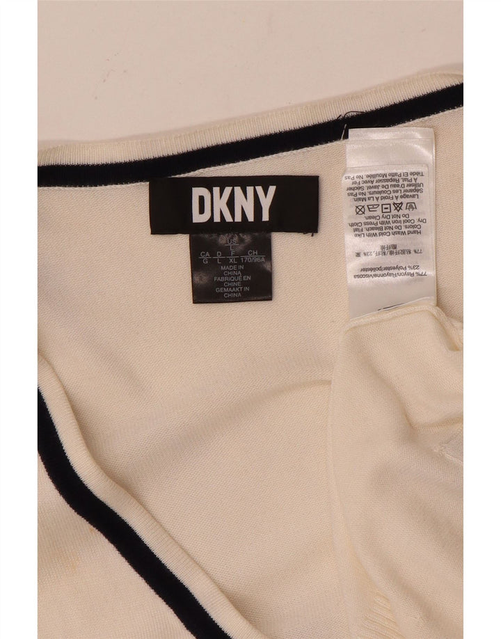 DKNY ženski otvoreni kardigan pulover UK 16 Large White Rayon