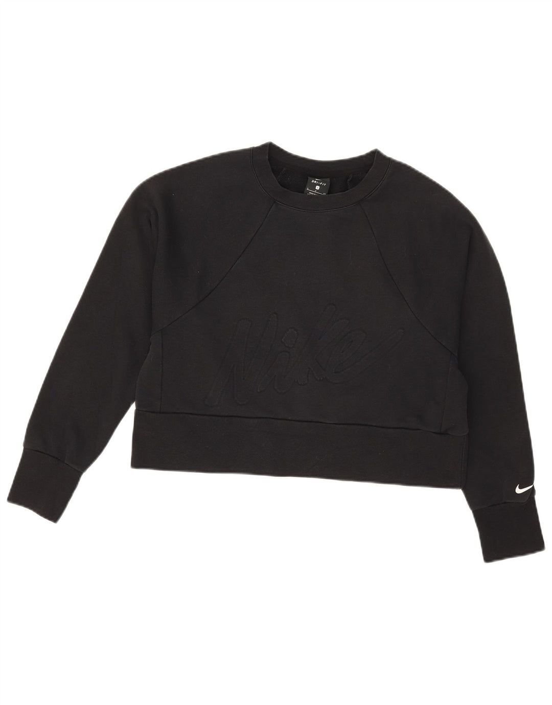 Nike Ženski Dri Fit Graphic Oversized Sweatshirt Jumper UK 10 Small Black