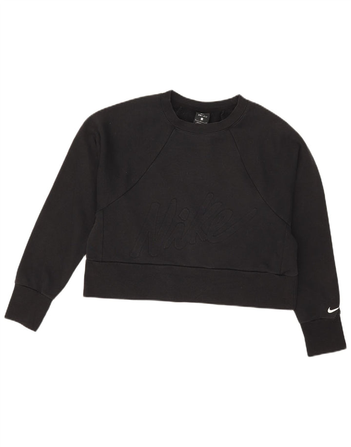 Nike Ženski Dri Fit Graphic Oversized Sweatshirt Jumper UK 10 Small Black