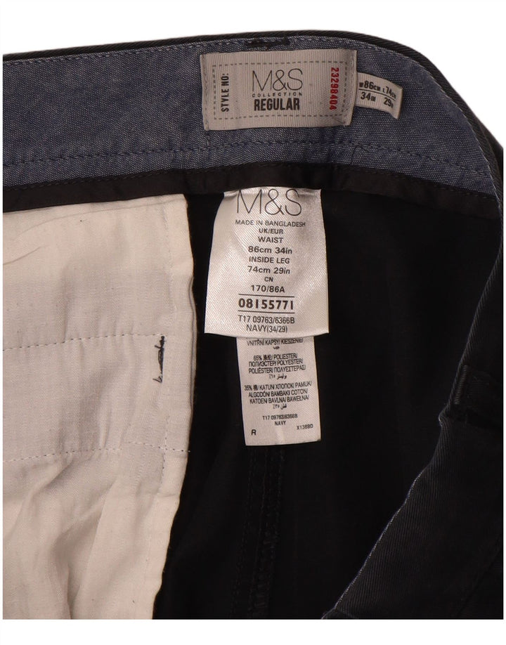 Marks & Spencer muške obične chino hlače W34 L29 tamnoplavi pamuk