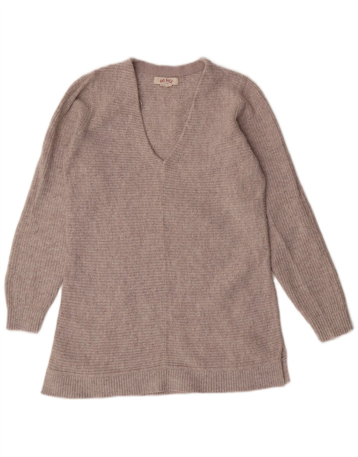 FAT FACE Ženski dugi džemper s V-izrezom UK 10 Mali sivi pamuk