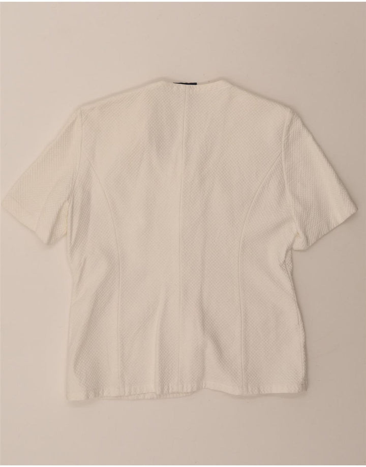 VINTAGE Womens Short Sleeve Cardigan Top UK 14 Medium White Vintage Vintage and Second-Hand Vintage from Messina Hembry 