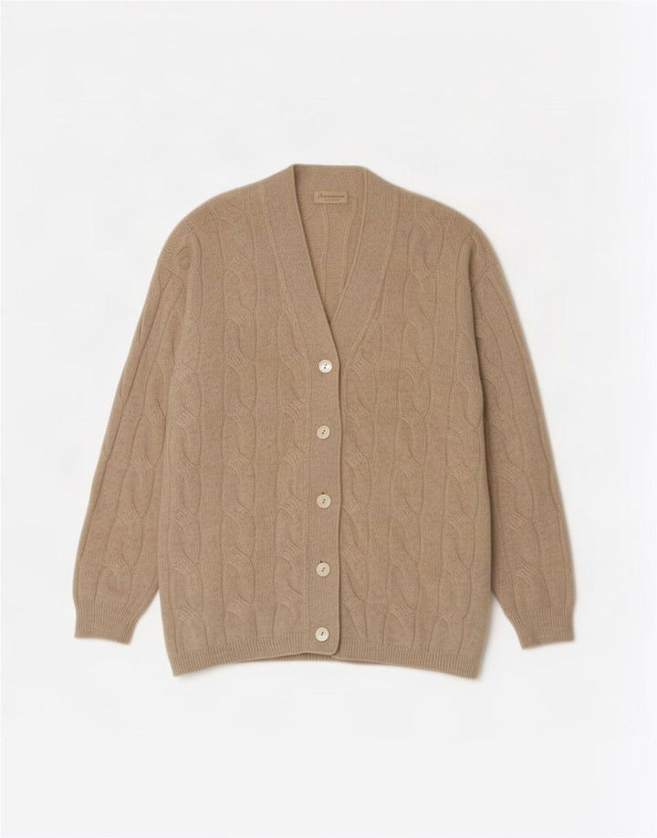 Ferramosca veliki ženski kardigan pulover IT 46 Large Beige Wool