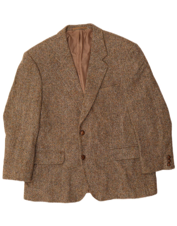 Harris Tweed Mens 2 Button Blazer Jacket IT 46 3XL Brown Flecked