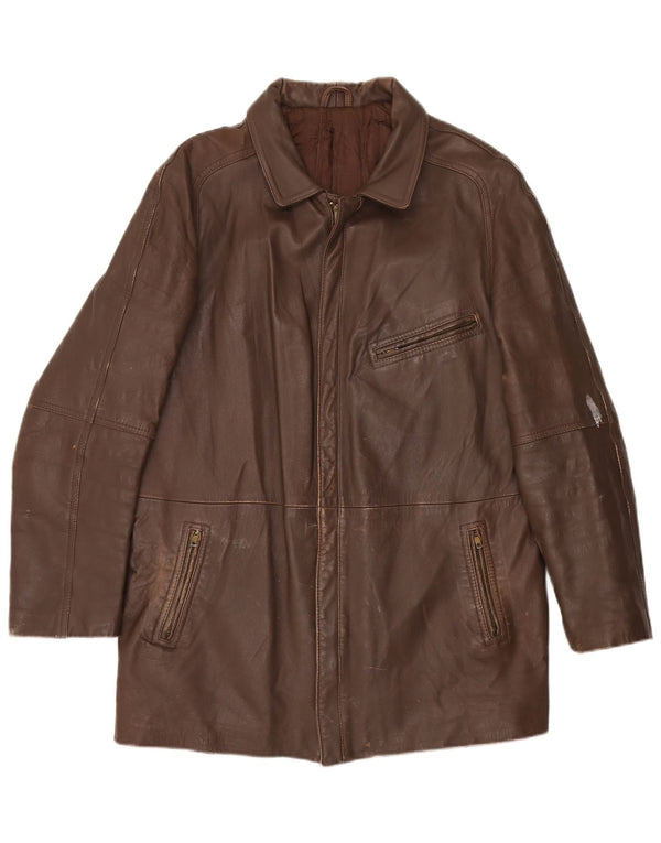 Vintage muška kožna jakna IT 52 XL smeđa koža