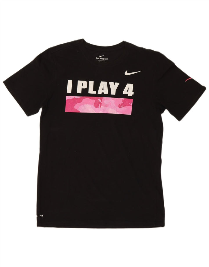 NIKE Mens Dri Fit Graphic T-Shirt Top Medium Black Cotton