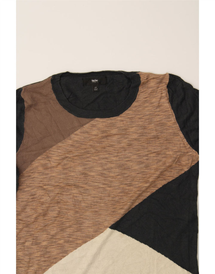 MOSSIMO Womens Crew Neck Jumper Sweater UK 16 Large Black Colourblock Vintage Mossimo and Second-Hand Mossimo from Messina Hembry 