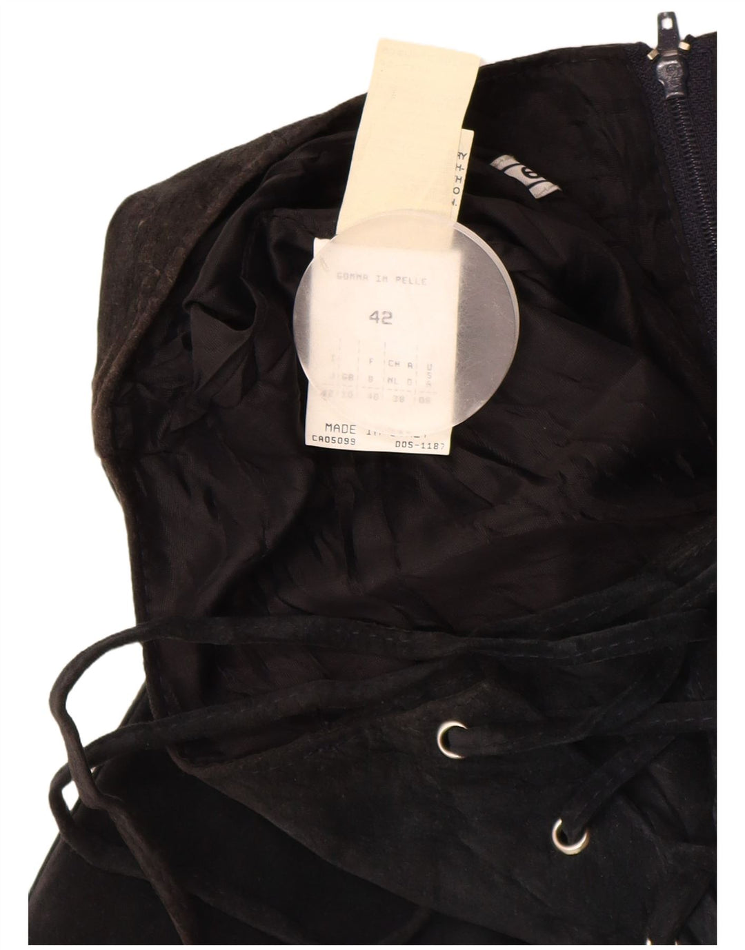 VINTAGE ženska maksi suknja od brušene kože UK 10 Mala W26 crna koža