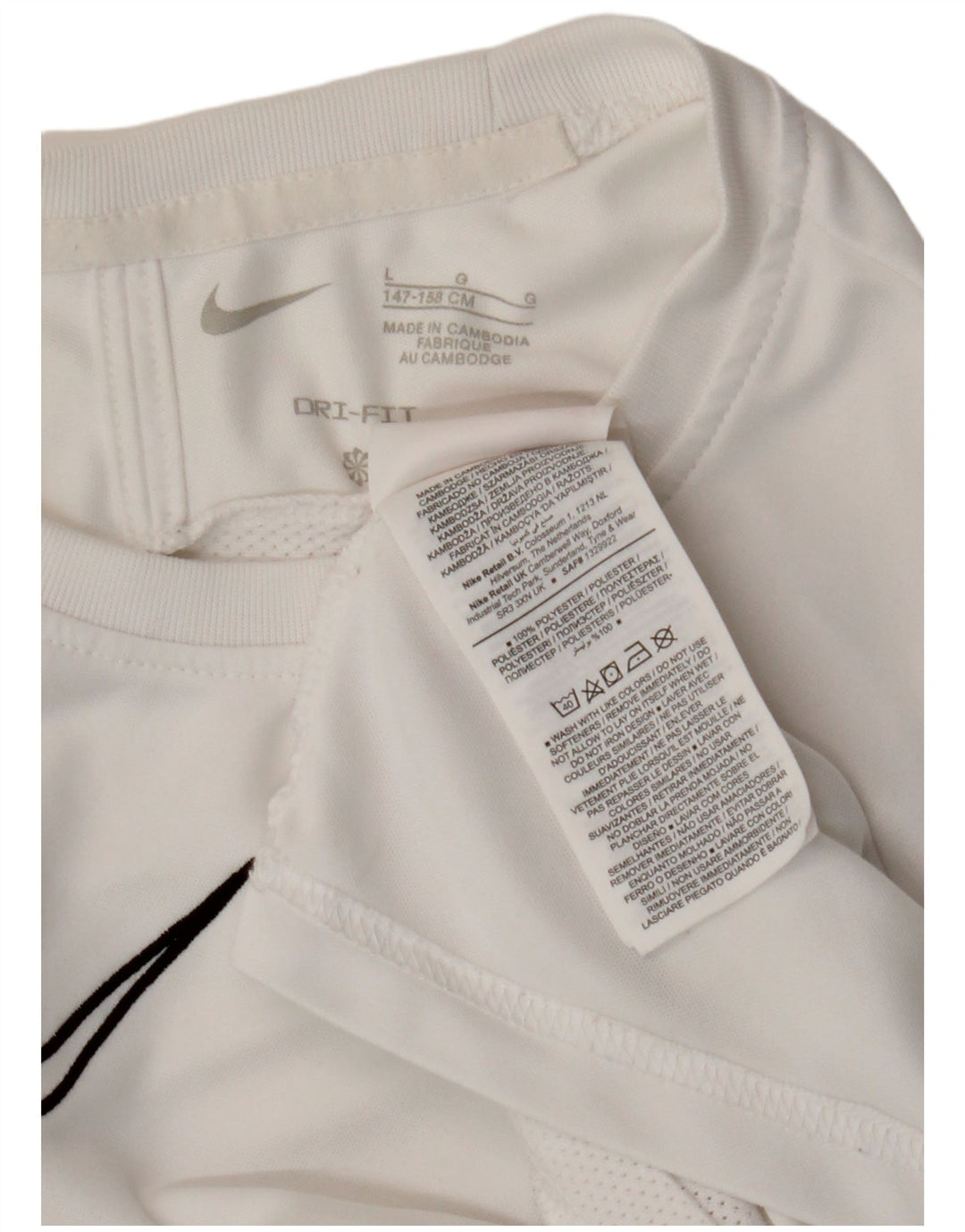 NIKE Boys Dri Fit T-Shirt Top 12-13 Years Large White Colourblock