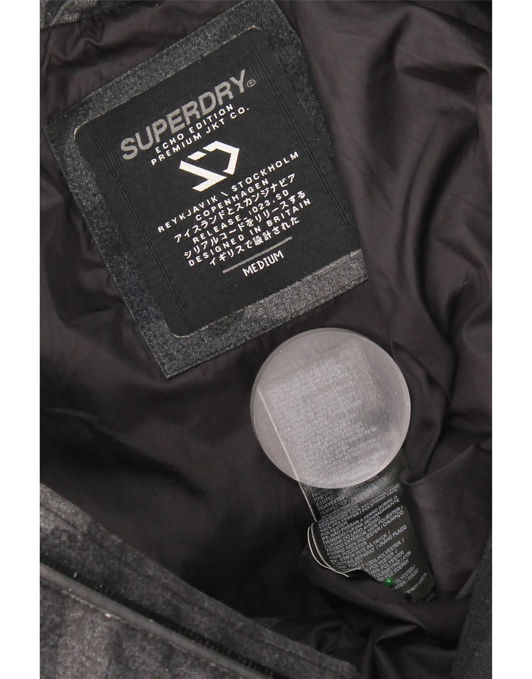 Superdry muška podstavljena jakna s kapuljačom UK 38 srednje crna kamuflažna poliester