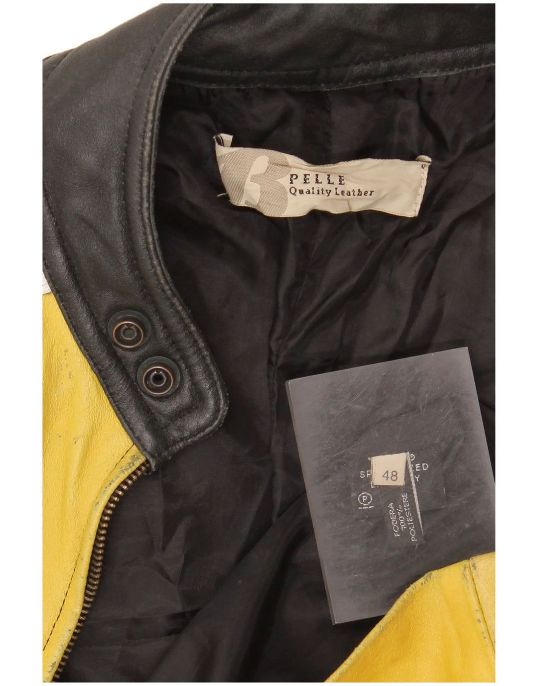 VINTAGE muška kožna trkaća jakna IT 48 Srednje crna koža u boji