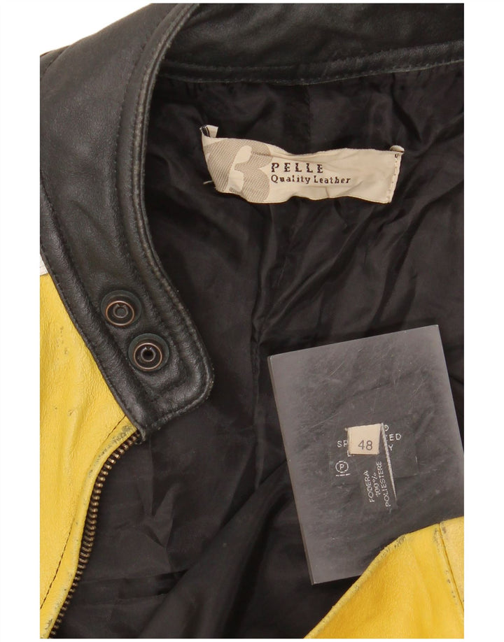 VINTAGE muška kožna trkaća jakna IT 48 Srednje crna koža u boji