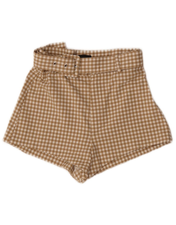 Ženske vruće hlačice Zara visokog struka XS W24 bež gingham