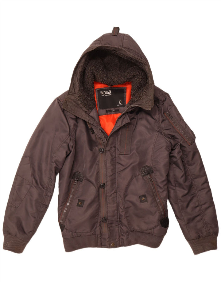 INDIGO muška bomber jakna s kapuljačom UK 40 veliki sivi najlon