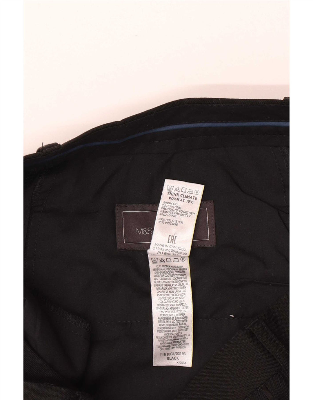 Marks & Spencer muške uske hlače W34 L31 crni poliester