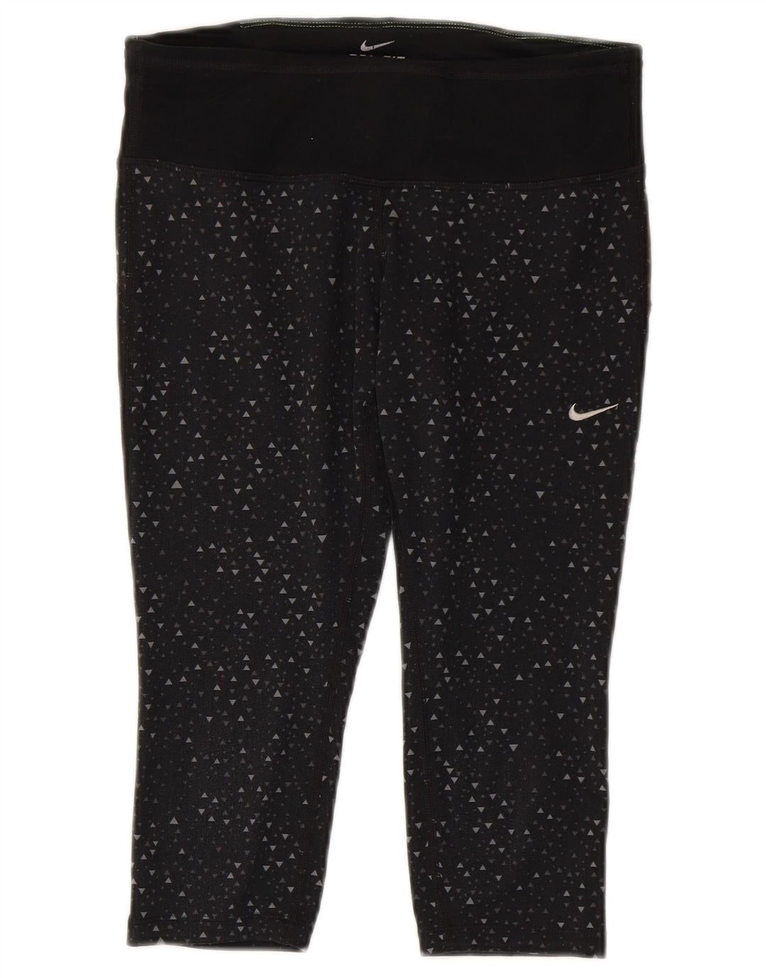 Nike Ženske Dri Fit Capri tajice UK 10 Male crne geometrijske poliesterske