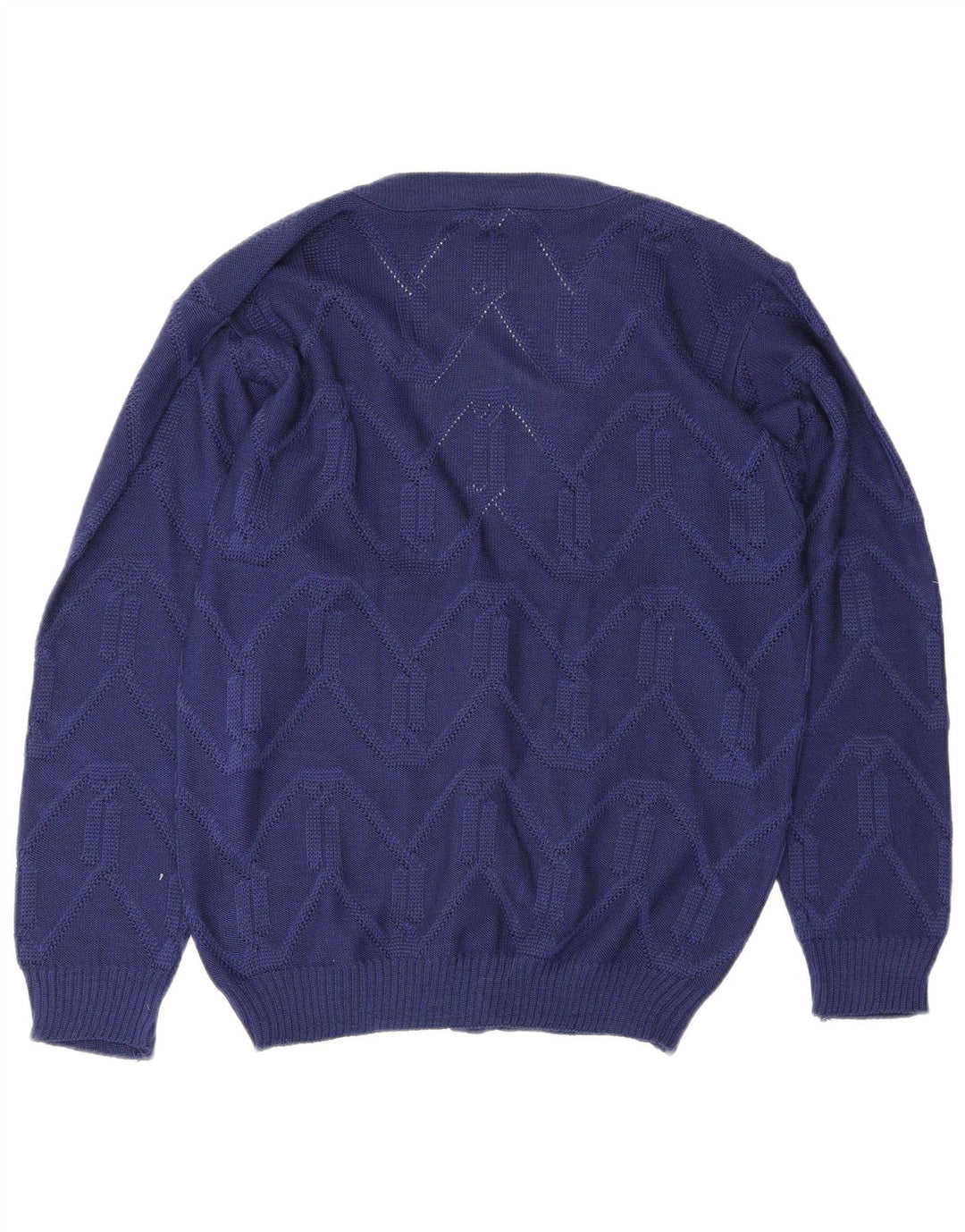 Vintage ženski kardigan džemper EU 38/40 Srednje plavi Chevron poliakril