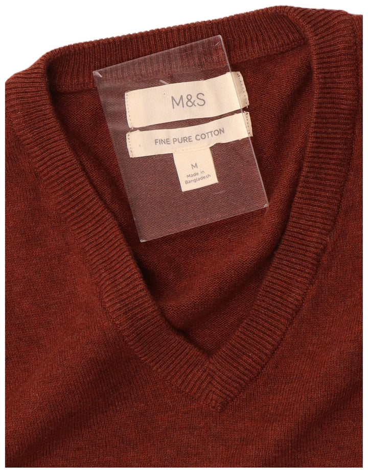 Marks & Spencer muški džemper s V-izrezom, srednje kestenjasti pamuk