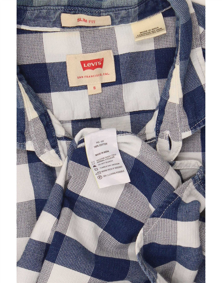 Levi's muška uska košulja, mala tamnoplava pamuk od ginghama