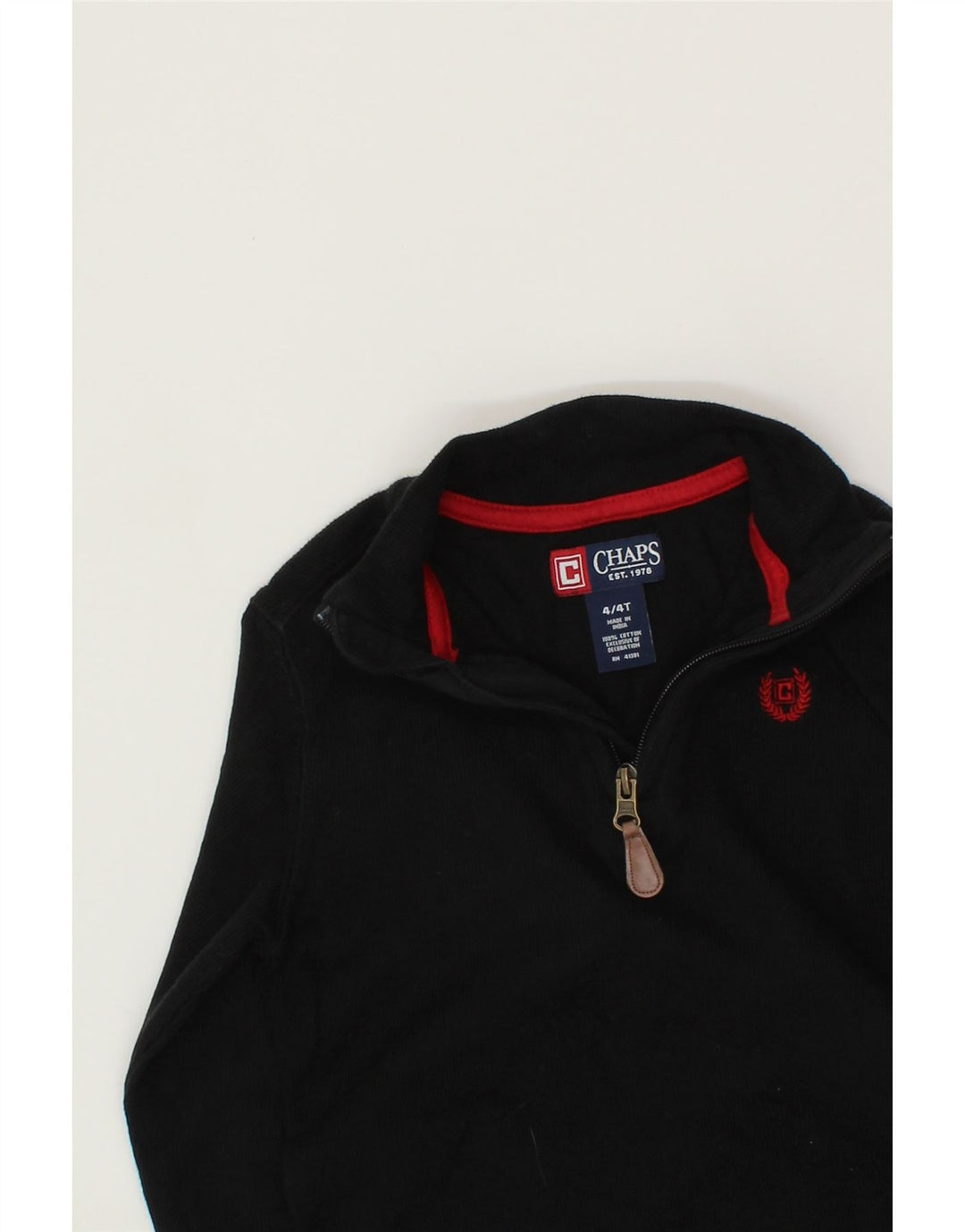CHAPS Boys Zip Neck Sweatshirt Jumper 3-4 Years Black Cotton Vintage Chaps and Second-Hand Chaps from Messina Hembry 