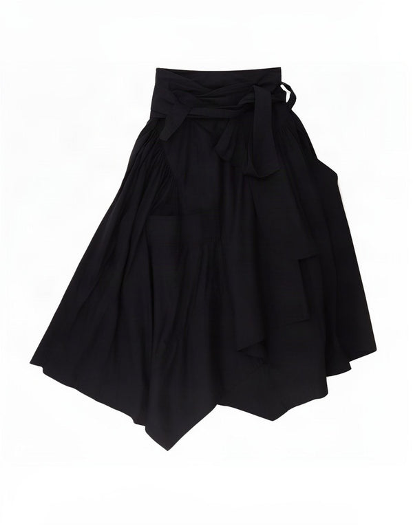 Max Mara Womens Wrap Asymmetrical Skirt UK 6 XS W25 Navy Blue Cotton