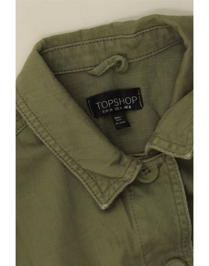 Topshop ženska pomoćna jakna UK 8 Mala kaki pamuk