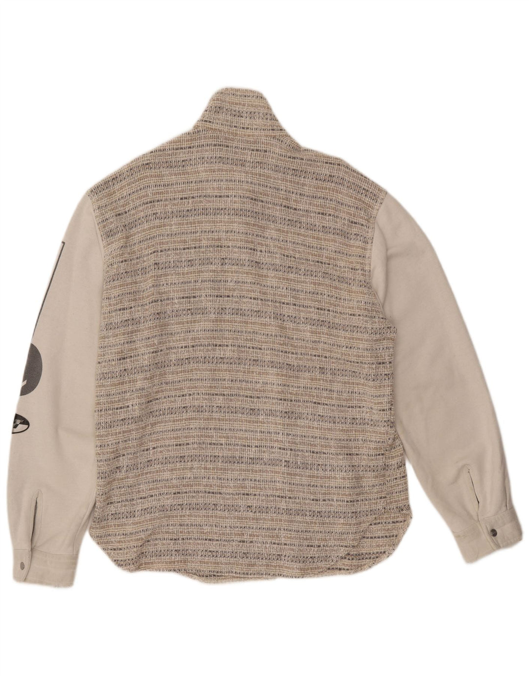 VINTAGE muška grafička bomber jakna UK 44 2XL bež prugasta vunena