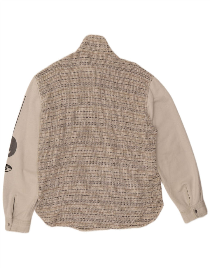 VINTAGE muška grafička bomber jakna UK 44 2XL bež prugasta vunena