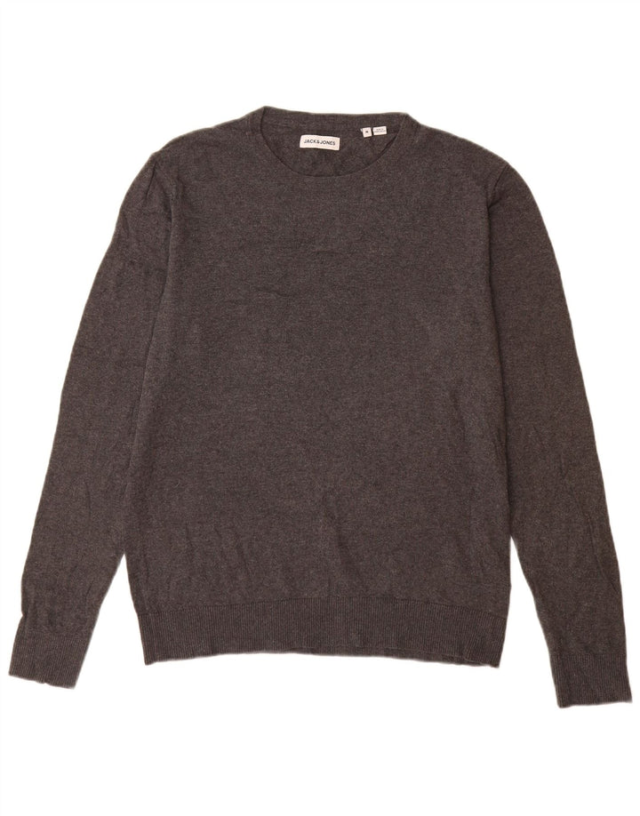 Jack & Jones muški džemper s okruglim izrezom, srednje sivi pamuk
